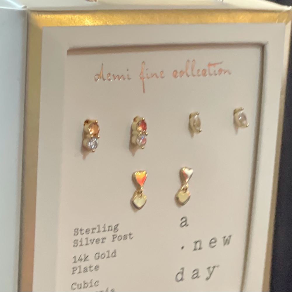 Stud Earrings Set, Sterling Silver & Cubic Zirconia — A New Day - Picture 9 of 15